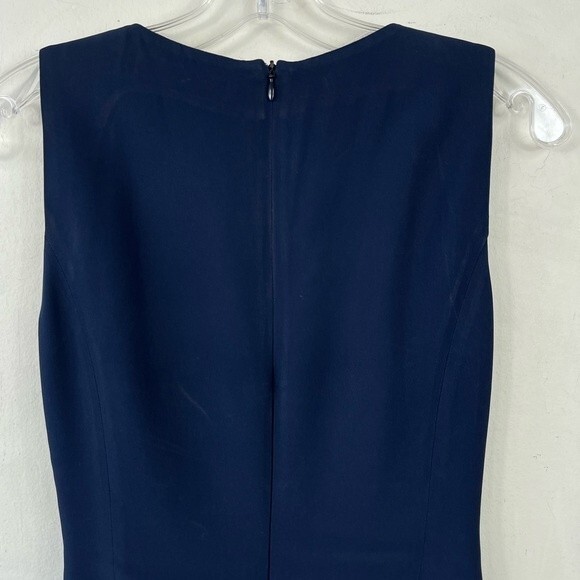 Rouge a Levres Navy Blue Office Work Career Sleeveless Sheath Dress 40 XS Belted - Picture 10 of 14